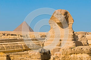 Sphinx and pyramids at Giza, Cairo