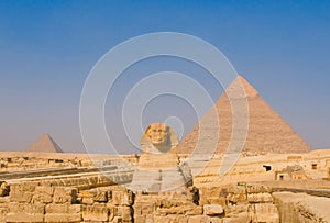 Sphinx and pyramids at Giza, Cairo