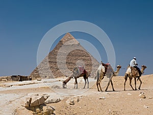 Sphinx and Pyramids of Giza in Cairo Egypt