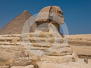 Sphinx and Pyramids of Giza in Cairo Egypt