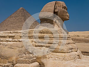 Sphinx and Pyramids of Giza in Cairo Egypt