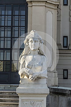 Sphinx sculpture at Belvedere Palace in summer, Vienna