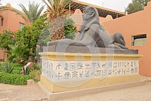 Sphinx statue at the Atlas Cinema Studio in Morocco