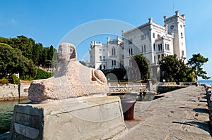 Sphinx statue and Miramare castle