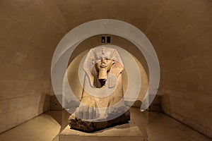 Sphinx statue in stone Louvre Paris France