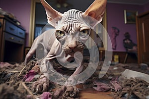 Sphynx Cat in Domestic Disarray photo