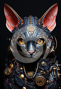 Sphynx cat graffiti on black background