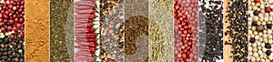 Spice Collage. Various Pepper Corns Collection Mix