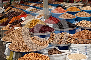 Spice fruits dried nuts almonds figs market market