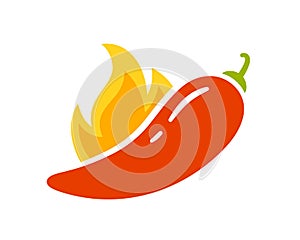 Spice level marks - spicy, hot or extra hot. Red chili pepper and flame. Symbol of pepper with fire. Chili level icon