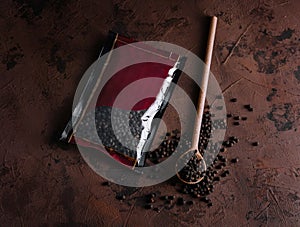 spice peppercorns on top view