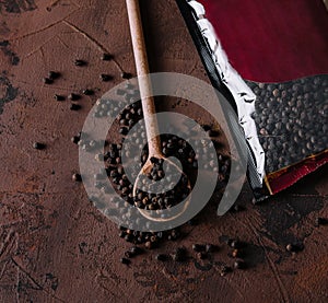 spice peppercorns on top view