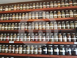 Spice rack full of spices