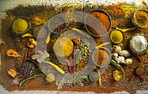 Spice Still Life on stone background