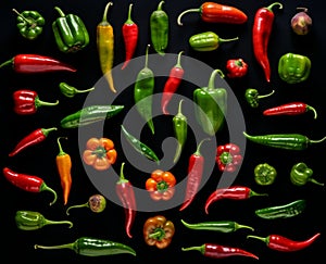 Spice Up Your Life: A Vibrant Collection of Peppers on a White Background