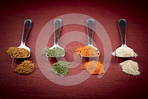 Spice variations on colorful background