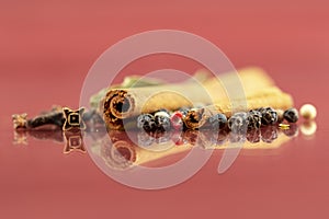 Spice variations on colorful background