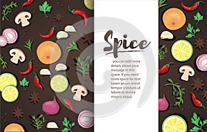Spice and vegetable foods background and space write for  vector illustration EPS10