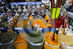 Spice  Vendor at public market street market in Sao Jose dos campos Brazil