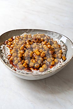 Spiced Chickpeas with Roasted Eggplant