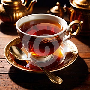 Spiced Tea, fresh brewed spiced tea with spices and masala drink with asian tea leaves