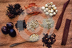 spices of archipelago spread together