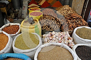 Spices and beans market in Morocco