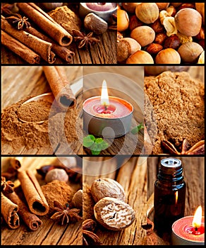 Spices collection collage