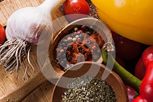 Spices. Culinary, cuisine, recipe background