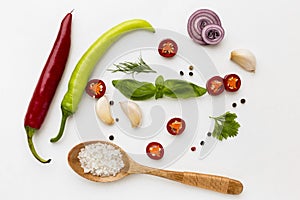 Spices diveristy of ingredients Photo photo