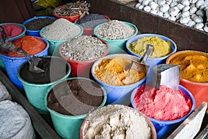 Spices and flavors in street market