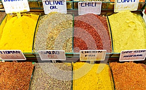 Spices in Grand Bazaar Kapali Carsi, eastern market in Istanbul, Turkey photo