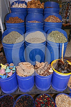 Spices and herbs on traditional market in Marrakesh