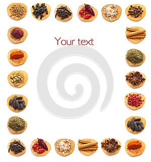 Spices and herbs white background