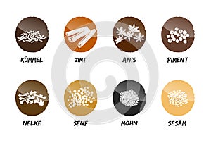 Spices icon buttons vector seasonings tasty stamp refine flavor