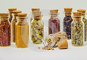 Spices in jars.