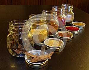 Spices jars in kitchen