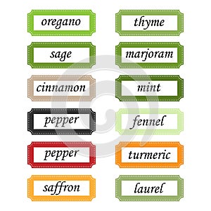 Spices labels photo