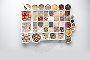 Spices and leguminous vegetable theme. photo
