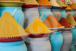 Spices at the market Marrakech, Morocco.