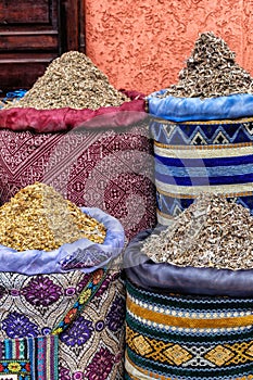 Spices in a market. Marrakech. Morocco