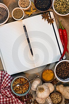 Spices - Open Recipe Book - Space for Text