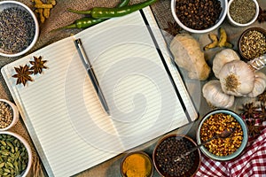 Spices - Open Recipe Book - Space for Text