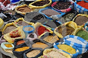 Spices at otavalo market in ecuador photo