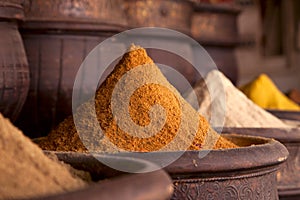 Spices pile (Curry Powder) in the Marrakesh photo