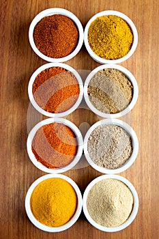 Spices in ramekins