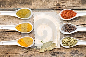 Spices recipe background.