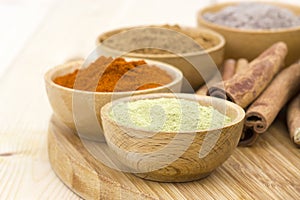 Spices - rosemary, pepper, cardamon, cinnamon