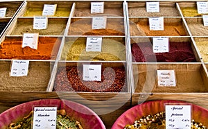 Spices on sale in a market