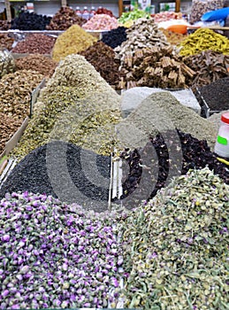 Spices for sale at a market stall